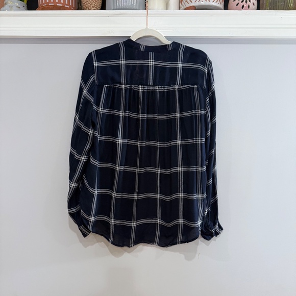 Navy Plaid 3/4 Button - Picture 3 of 4